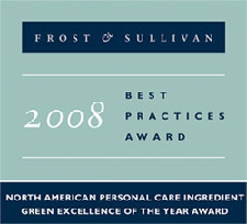 Sabinsa Corp. is the recipient of Frost & Sullivan 2008 North American Personal Care Ingredient Green Excellence of the Year Award. The award is in acknowledgment of Sabinsa’s strategically balanced green product offering, proactive and sustainable marketing practices, and the continuous ability to satisfy client needs in an increasingly diverse and green-conscious market space